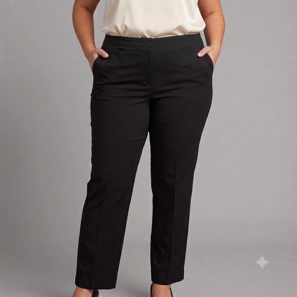 Valerie Stevens Womens Plus Size 24W Black Straight Leg Dress Pants Pull On NWT